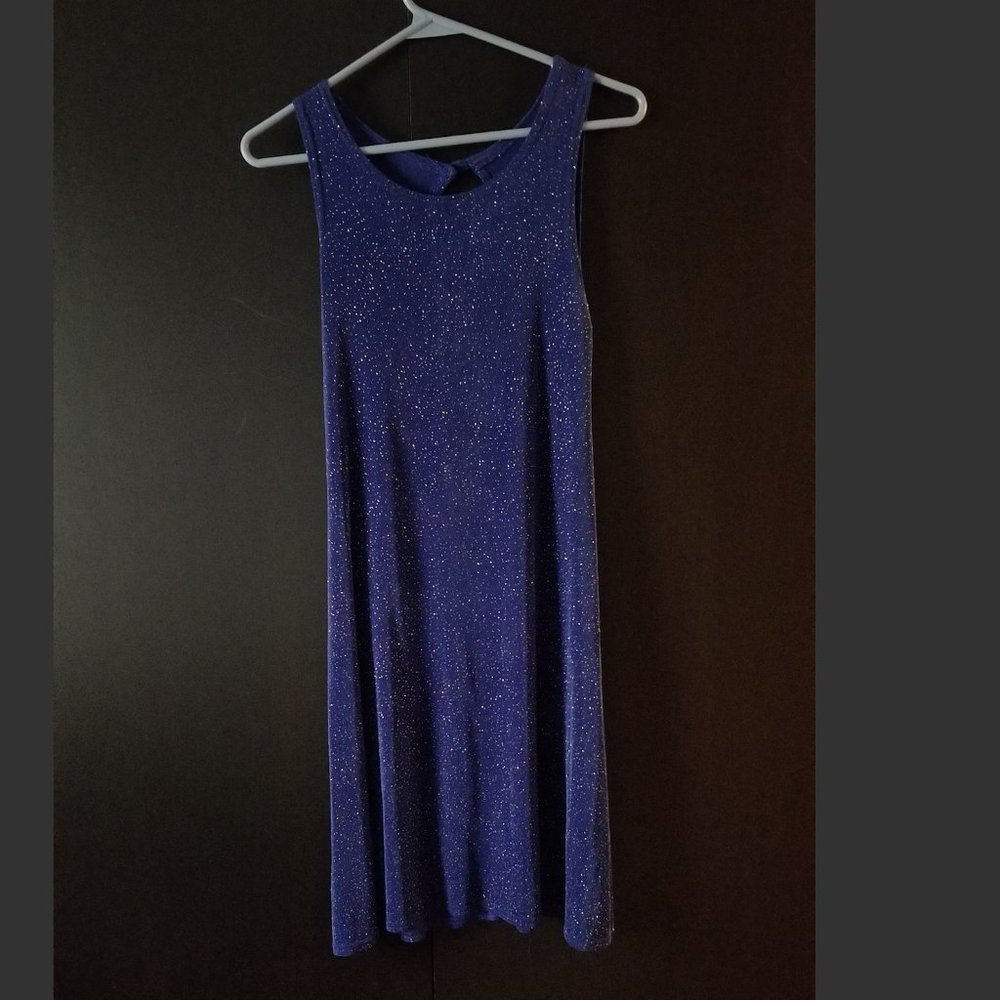 Blue sparkly vintage shift party dress